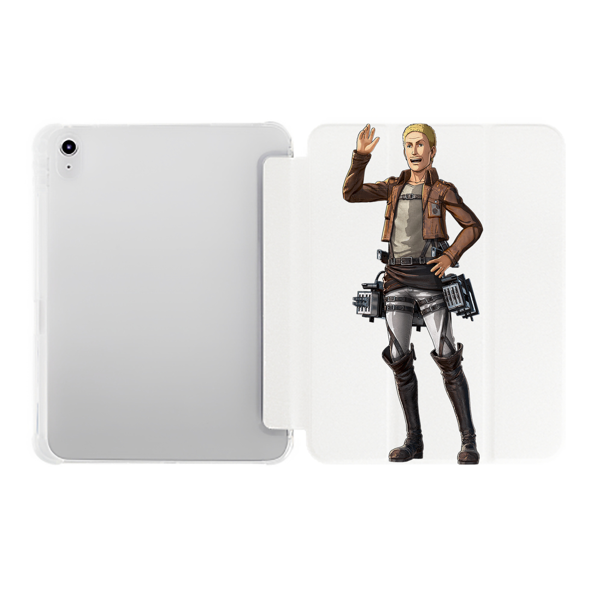 （画像用） 進撃の巨人 ハンネス Attack on Titan Hannes IPad ケース ペン収納付き 三つ折りスタンド PUレザー×シリコン 対応機種9.5/10.5/10.9インチ